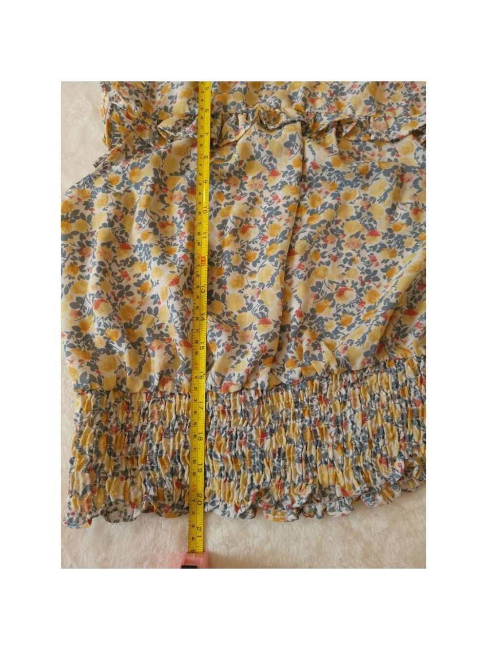 Women's moa moa Floral Blouse Size M Yellow Blue - Picture 6 of 8